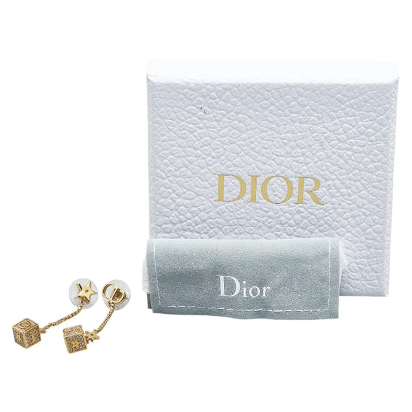 ディオール ロゴ ラインストーン ピアス ゴールド メッキ レディース Dior 【中古】