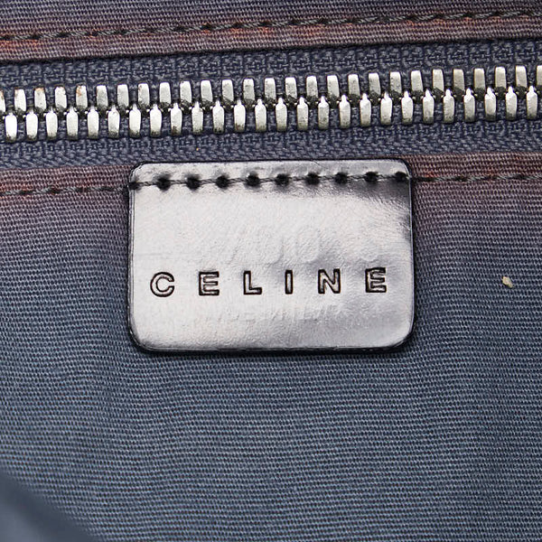 セリーヌ トリオンフ ショルダーバッグ ブルー ブラック キャンバス レザー レディース CELINE 【中古】