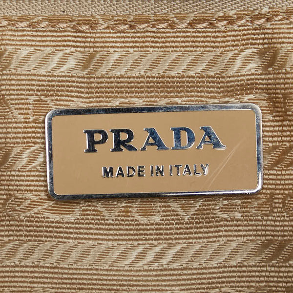 プラダ ロゴ ハンドバッグ トートバッグ ベージュ レザー レディース PRADA 【中古】