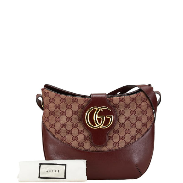 グッチ GGマーモント 斜め掛け ショルダーバッグ 568857 ボルドー ワインレッド キャンバス レザー レディース GUCCI 【中古】