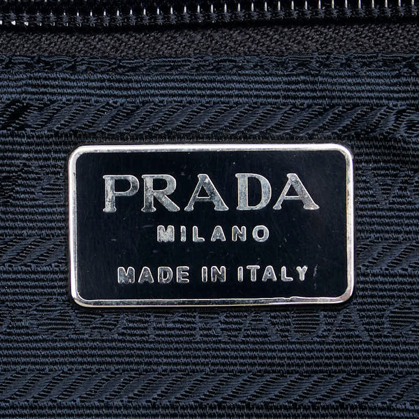 プラダ 三角ロゴプレート トートバッグ ショルダーバッグ ブラック ナイロン レザー レディース PRADA 【中古】