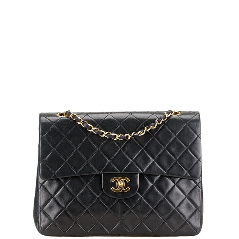 シャネル マトラッセ25 ココマーク ダブルフラップ チェーン ショルダーバッグ ブラック ラムスキン レディース CHANEL 【中古】