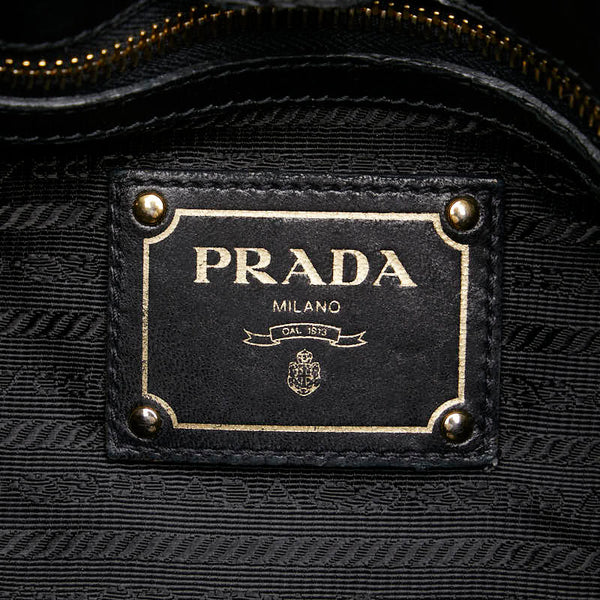 プラダ リボン ハンドバッグ ショルダーバッグ 2WAY ブラック レザー レディース PRADA 【中古】