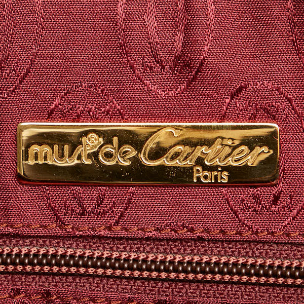 カルティエ マストライン ショルダーバッグ ベージュ ワインレッド レザー レディース CARTIER 【中古】