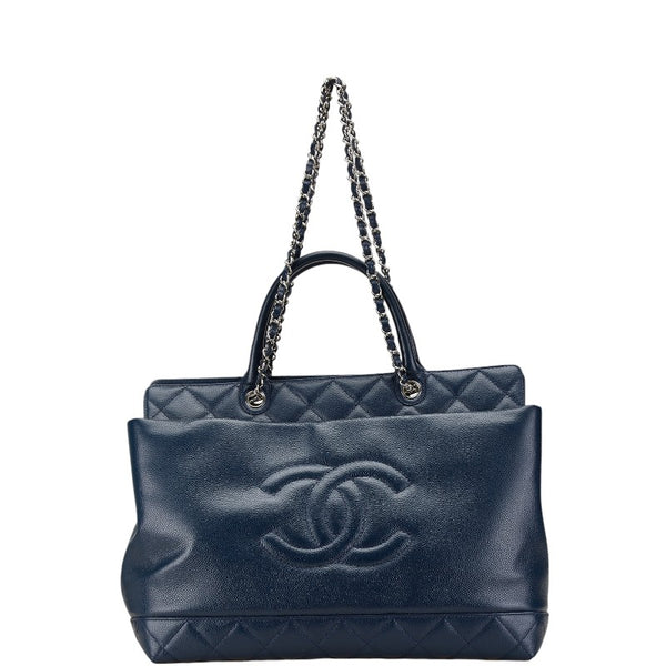 シャネル マトラッセ ココマーク ハンドバッグ ショルダーバッグ 2WAY ネイビー キャビアスキン レディース CHANEL 【中古】