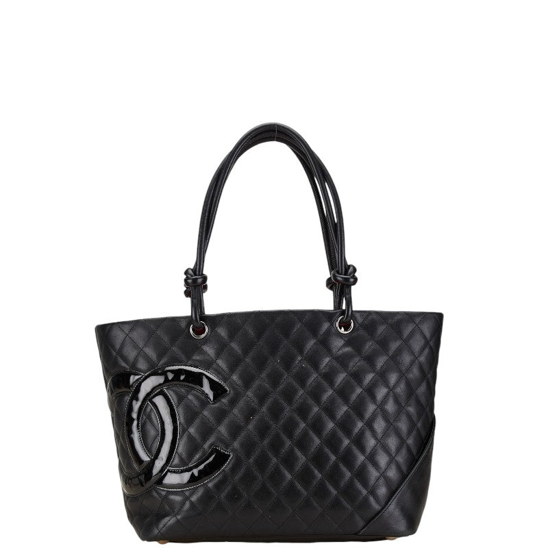 シャネル カンボンライン ココマーク ラージ トートバッグ A25169 ブラック ラムスキン レディース CHANEL 【中古】