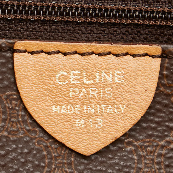 セリーヌ マカダム ロゴ トートバッグ ショルダーバッグ ブラウン PVC レザー レディース CELINE 【中古】