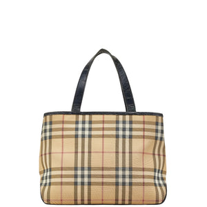 バーバリー ノバチェック ハンドバッグ ベージュ ブラック キャンバス レザー レディース BURBERRY 【中古】