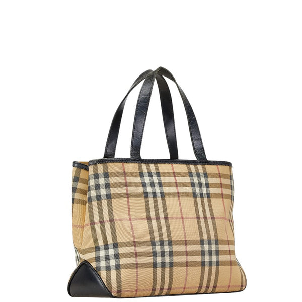バーバリー ノバチェック ハンドバッグ ベージュ ブラック キャンバス レザー レディース BURBERRY 【中古】