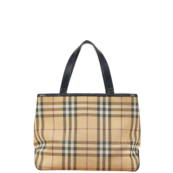 バーバリー ノバチェック ハンドバッグ ベージュ ブラック キャンバス レザー レディース BURBERRY 【中古】