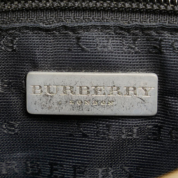 バーバリー ノバチェック ハンドバッグ ベージュ ブラック キャンバス レザー レディース BURBERRY 【中古】