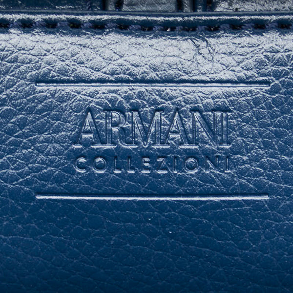 アルマーニ トラベルポーチ セカンドバッグ ブルー レザー レディース ARMANI 【中古】