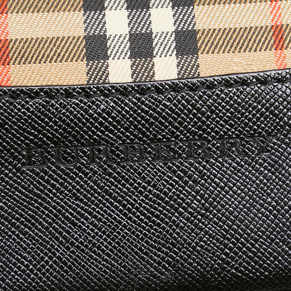 バーバリー ノバチェック シャドホース トートバッグ ショルダーバッグ ベージュ ブラック キャンバス レザー レディース BURBERRY 【中古】