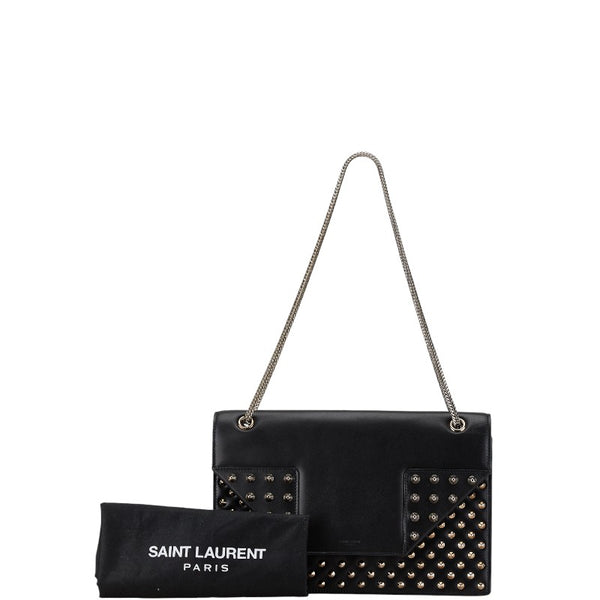 サンローラン ベティ スタッズ 斜め掛け チェーン ショルダーバッグ ブラック レザー レディース SAINT LAURENT 【中古】