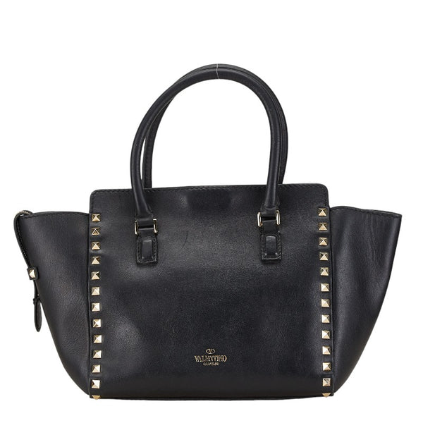 ヴァレンチノ ロックスタッズ ハンドバッグ ショルダーバッグ 2WAY ブラック レザー レディース Valentino 【中古】