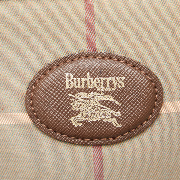 バーバリー チェック シャドーホース 斜め掛け ショルダーバッグ ベージュ ブラウン キャンバス レザー レディース BURBERRY 【中古】