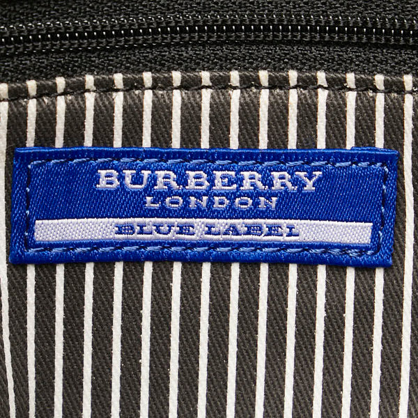 バーバリー シャドーホース ボストンバッグ グレー ブラック キャンバス レザー レディース BURBERRY 【中古】