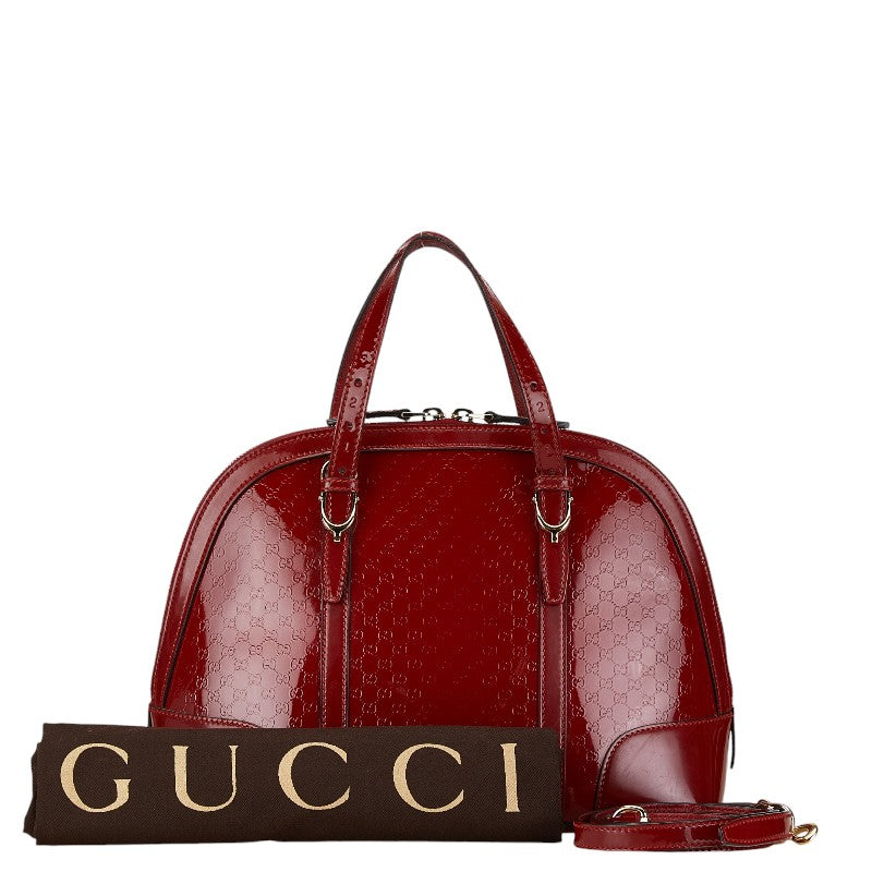 グッチ マイクロGG ハンドバッグ ショルダーバッグ 2WAY 309617 レッド エナメル レディース GUCCI 【中古】