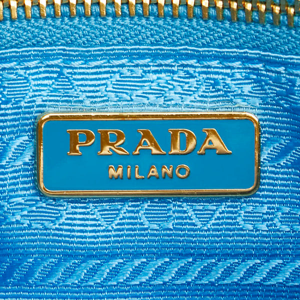 プラダ 三角ロゴプレート  斜め掛け ミニショルダーバッグ  BT0832 ブルー サフィアーノレザー レディース PRADA 【中古】