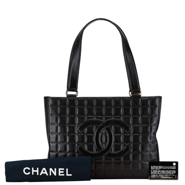 シャネル ココマーク チョコバー ハンドバッグ トートバッグ ブラック ラムスキン レディース CHANEL 【中古】