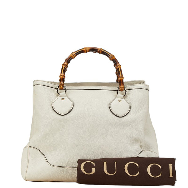 グッチ バンブー ハンドバッグ 202317 ホワイト レザー レディース GUCCI 【中古】