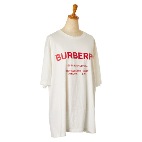 バーバリー ホースフェリープリント 半袖Ｔシャツ サイズ：L ホワイト レッド コットン メンズ BURBERRY 【中古】