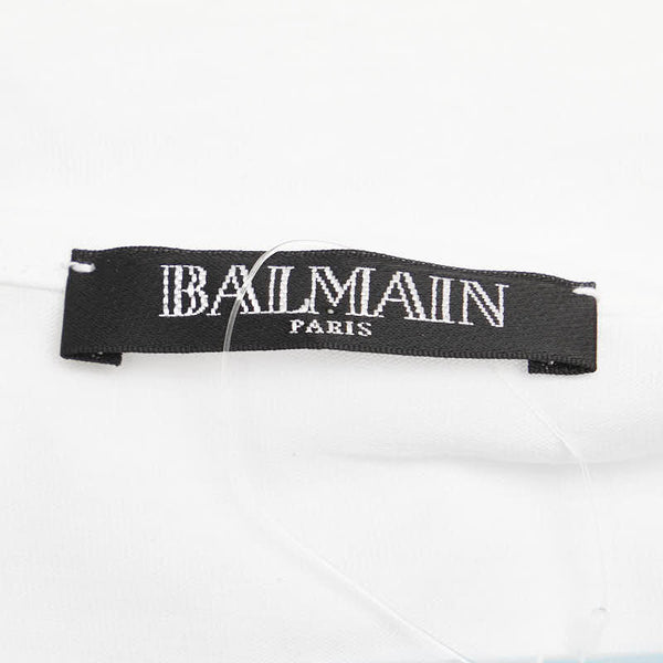 バルマン 金ボタン フロゴ ノースリーブ カットソー サイズ：34 ホワイト コットン レディース BALMAIN 【中古】