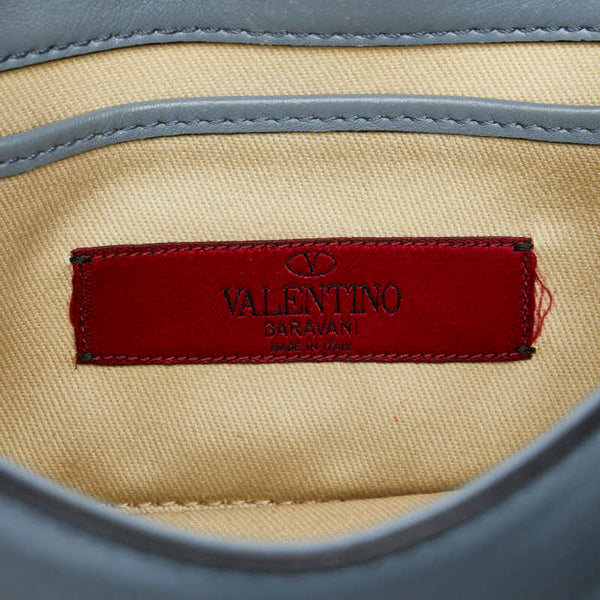 ヴァレンチノ ロックスタッズ チェーン ショルダーバッグ ライトブルー レザー レディース Valentino 【中古】