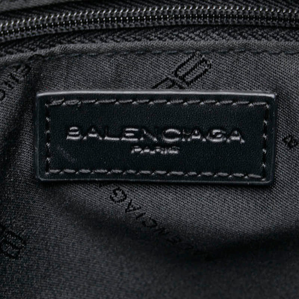 バレンシアガ BBロゴ ハンドバッグ グレー ブラック キャンバス レザー レディース BALENCIAGA 【中古】