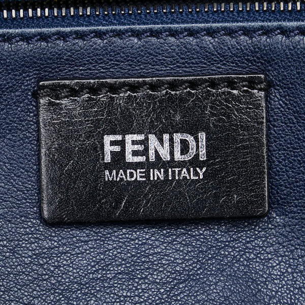 フェンディ FFロゴ トートバッグ ショルダーバッグ 7VA245 ネイビー レザー レディース FENDI 【中古】