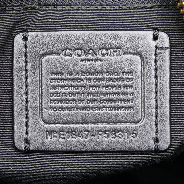 コーチ シグネチャー リュック バックパック F58315 ダークブラウン ブラック PVC レザー レディース COACH 【中古】