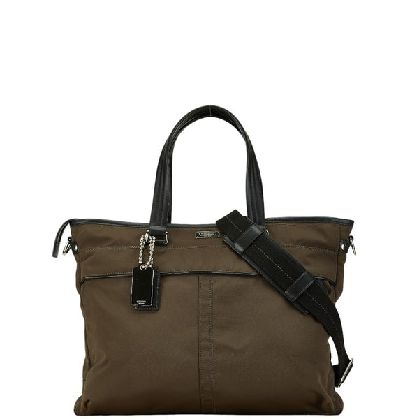 コーチ ビジネスバッグ ショルダーバッグ 2WAY ブラウン ナイロン レザー メンズ COACH 【中古】