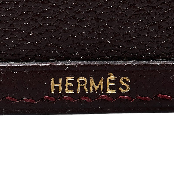 エルメス 写真入れ ミニフォトケース ボルドー ワインレッド シェーブル レディース HERMES 【中古】