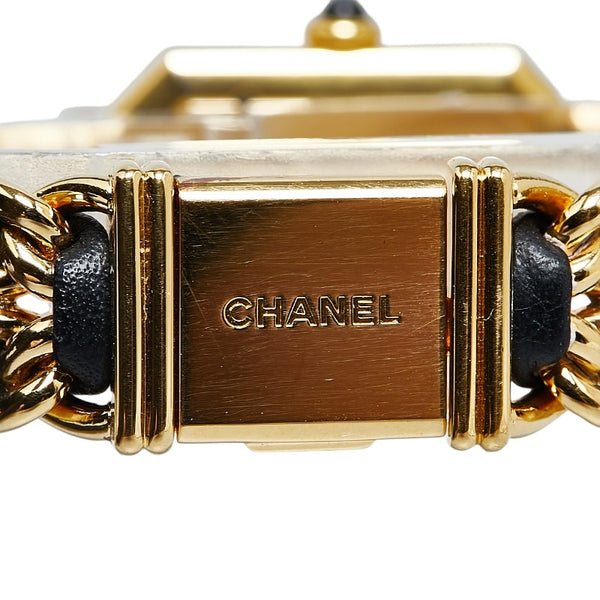 シャネル プルミエール 腕時計 H0001 クオーツ ブラック文字盤 メッキ レザー レディース CHANEL 【中古】