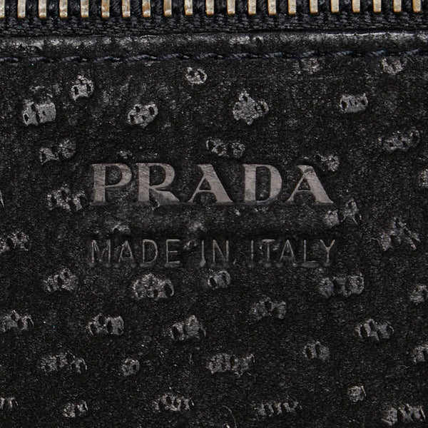 プラダ ロゴ トートバッグ ショルダーバッグ ブラック レザー レディース PRADA 【中古】