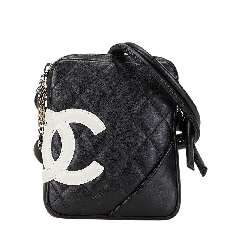 シャネル カンボンライン ココマーク 斜め掛け ショルダーバッグ ブラック レザー レディース CHANEL 【中古】