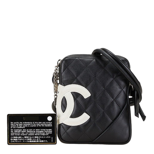 シャネル カンボンライン ココマーク 斜め掛け ショルダーバッグ ブラック レザー レディース CHANEL 【中古】