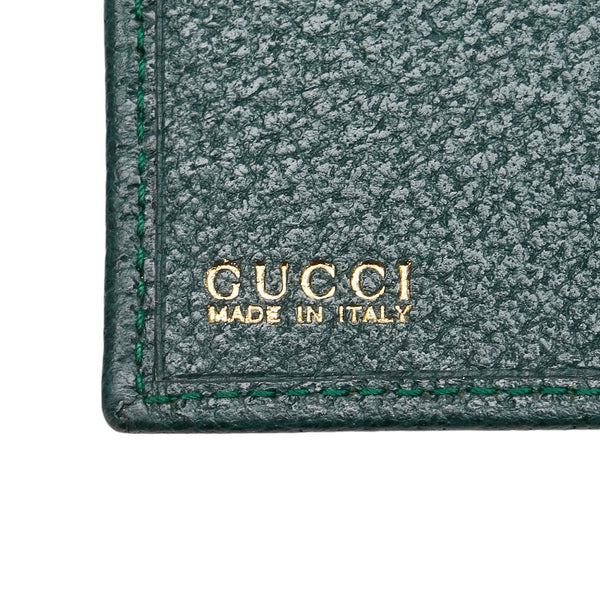 グッチ ベルト モチーフ 二つ折り財布 035 2149 1664 グリーン レザー レディース GUCCI 【中古】