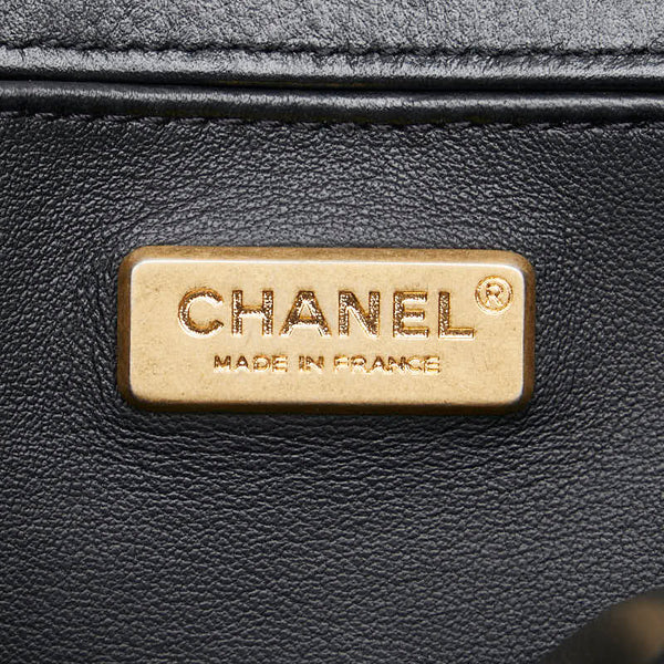 シャネル ボーイシャネル ハンドバッグ チェーンショルダーバッグ ブラック レザー ファー レディース CHANEL 【中古】