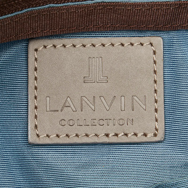 ランバン 斜め掛け ショルダーバッグ グレージュ ブラウン キャンバス レザー レディース LANVIN 【中古】