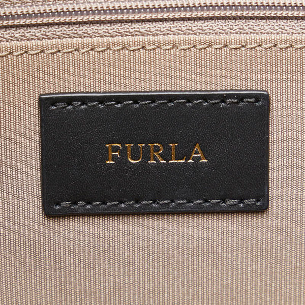 フルラ アリアナ 編み込み トートバッグ ショルダーバッグ ブラウン ブラック PVC レザー レディース Furla 【中古】