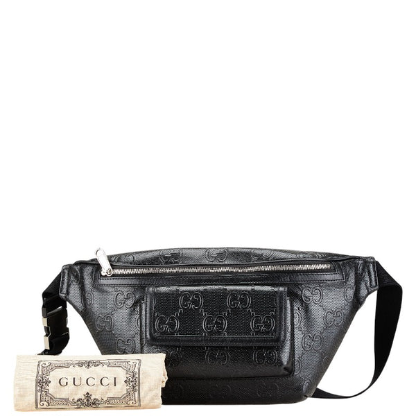 グッチ GGエンボス ボディバッグ ウエストバッグ 645093 ブラック レザー レディース GUCCI 【中古】