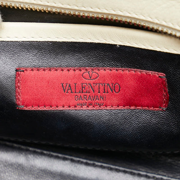 ヴァレンチノ ロックスタッズ ハンドバッグ ショルダーバッグ 2WAY ブラック ベージュ レザー レディース Valentino 【中古】