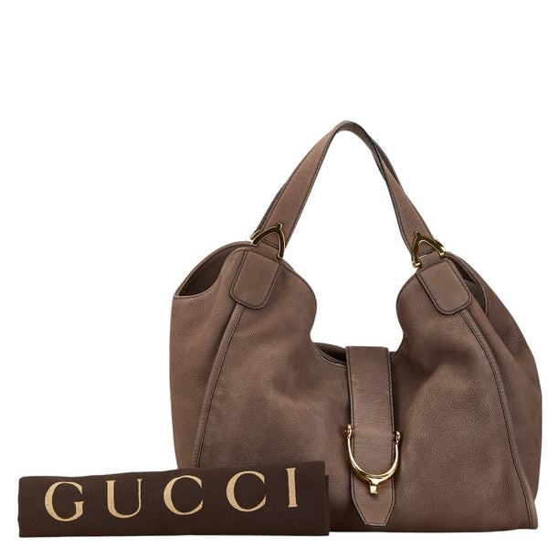 グッチ ソフト スティラップ ワンショルダーバッグ ハンドバッグ 296856 ブラウン ヌバック レディース GUCCI 【中古】