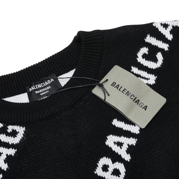 バレンシアガ ロゴ セーター サイズ：S ブラック ホワイト コットン レディース BALENCIAGA 【中古】