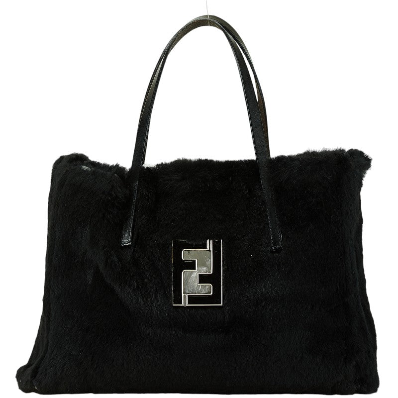 フェンディ ハンドバッグ ブラック フェイクファー レザー レディース FENDI 【中古】