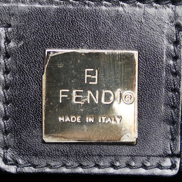 フェンディ ハンドバッグ ブラック フェイクファー レザー レディース FENDI 【中古】