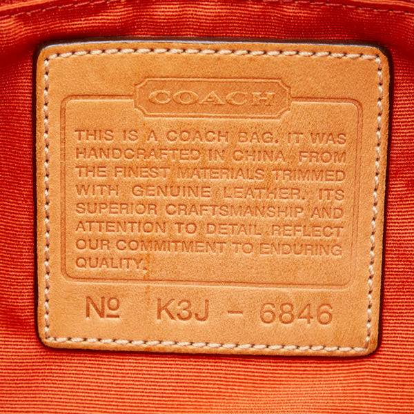 コーチ シグネチャー ハンドバッグ ショルダーバッグ ブラウン キャンバス レザー レディース COACH 【中古】