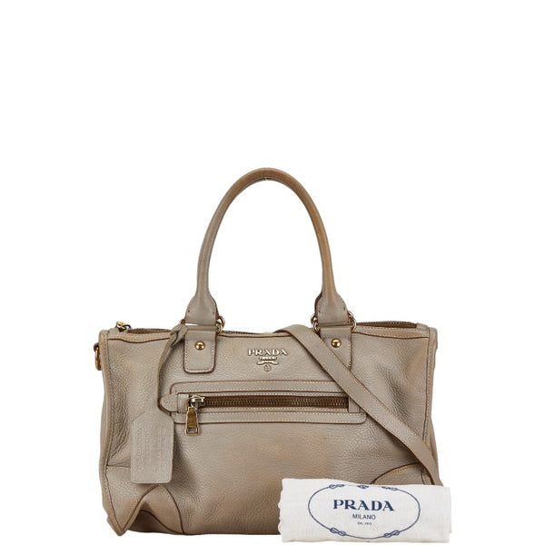 プラダ ハンドバッグ ショルダーバッグ 2WAY グレー レザー レディース PRADA 【中古】