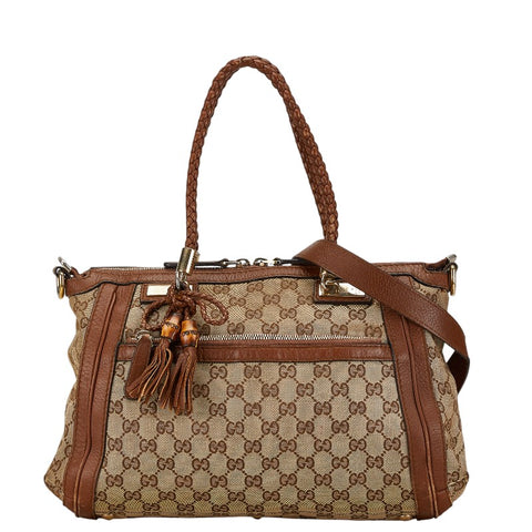 グッチ GGキャンバス バンブー ベラ ハンドバッグ ショルダーバッグ 2WAY 282300 ピンクゴールド レザー レディース GUCCI 【中古】